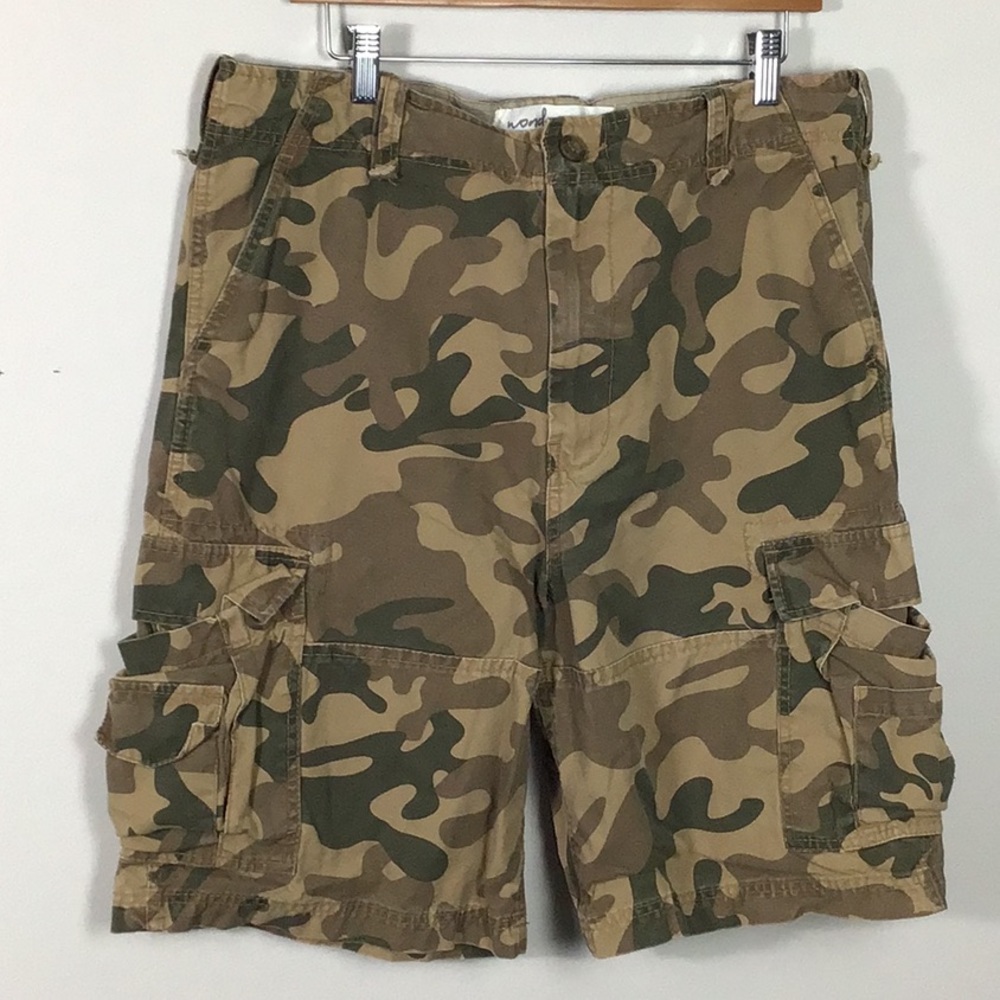 Tan&Green camo camouflage cargo shorts Wonderwall